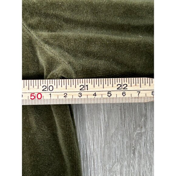 Erika Velour Zip-Up Jacket Women's Sz M Olive Green Soft Lounge Top with Pockets - Picture 8 of 8